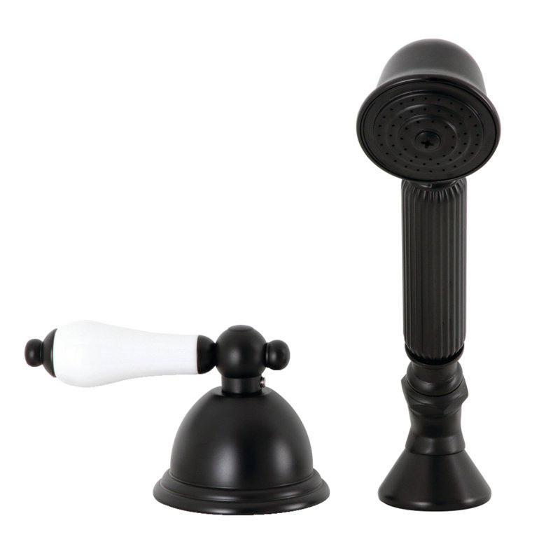 Kingston Brass Vintage Deck Mount Hand Shower with Diverter for Roman Tub Faucet, White/Matte Black