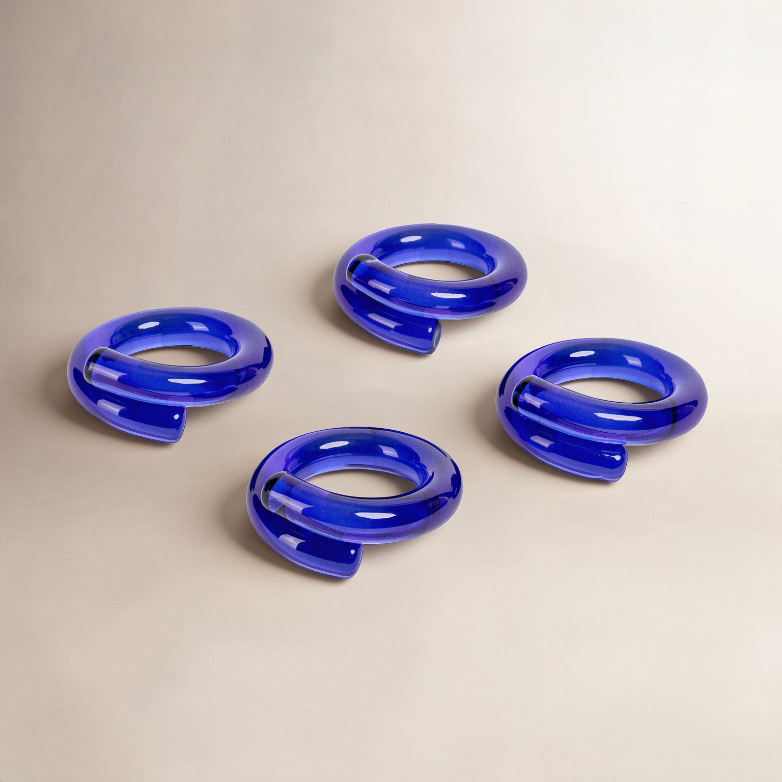 Over and Back Glass Napkin Rings, Blue