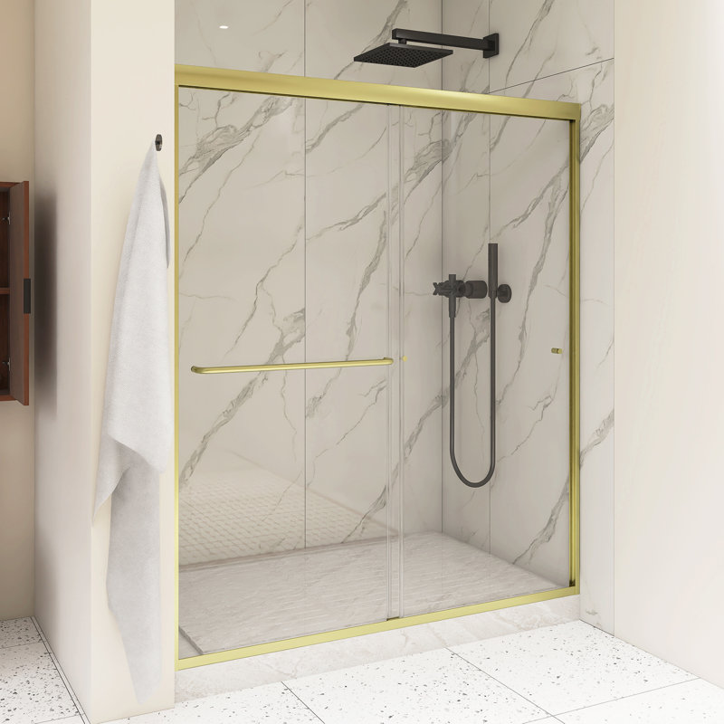 54 po X P 72 po Porte de douche coulissante double H, Or brossé