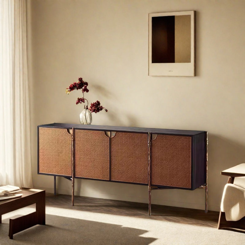 Retro Rattan Design Sideboard