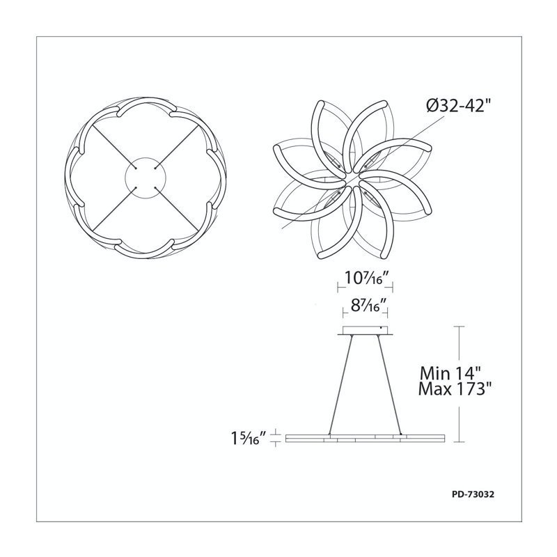 Bloom 1 - Light LED Pendant, Brushed Aluminum