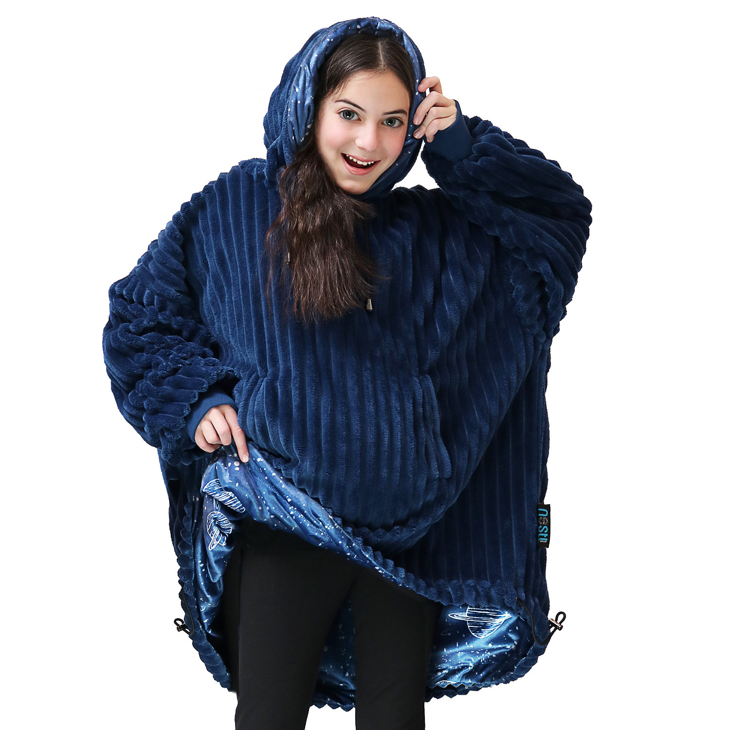 ONY Pale Blue Fleece Oversized Unisex Blanket Hoodie