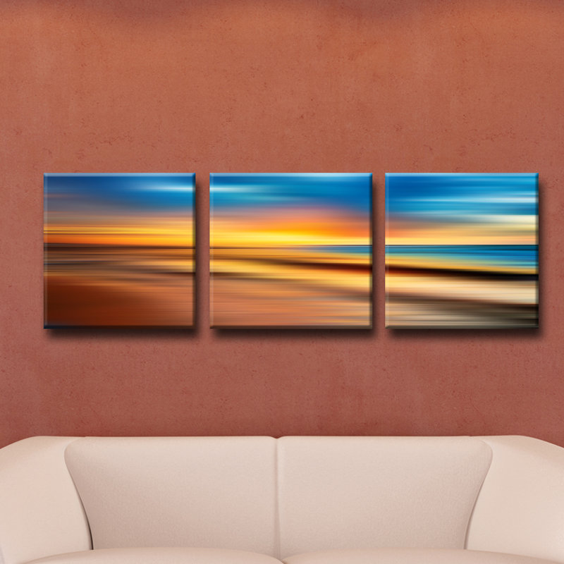 «Blur Stripes XLVI», ensemble de 3 impressions sur toiles, H 30 po x l 90 po x P 1,5 po