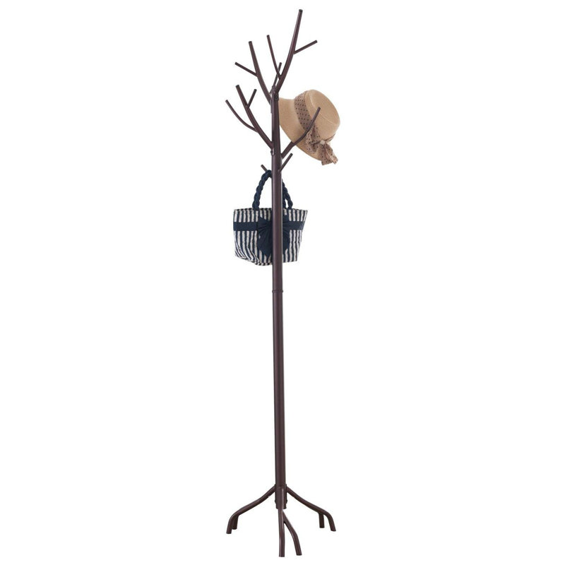 Freestanding Metal Hall Tree  Coat & Hat Rack with Branches, Bronze