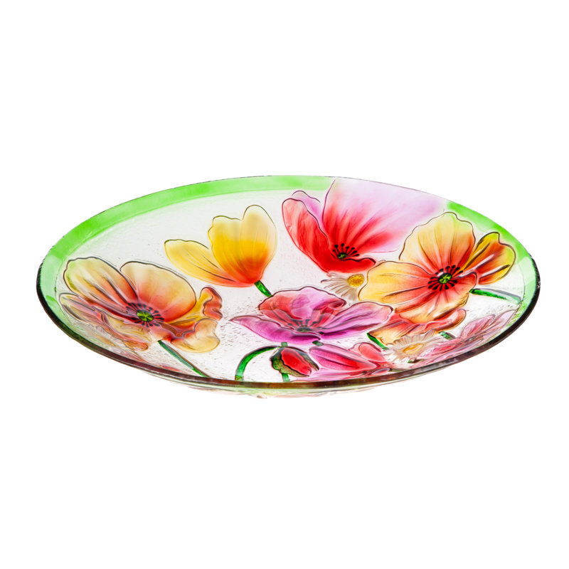 Glass Single Tier Birdbath