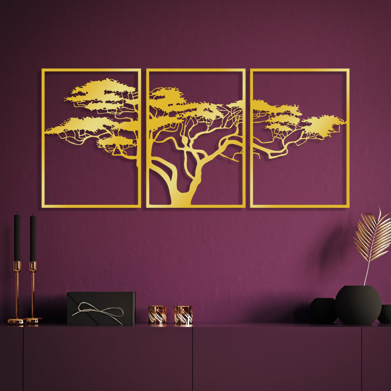 Accessoire mural décoratif en métal, H 28,7 po x l 20,1 po x P 0,6 po, Doré