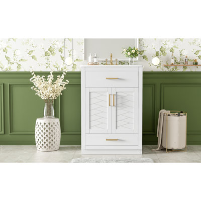 Meuble-lavabo 24 po avec lavabo en céramique intégré
