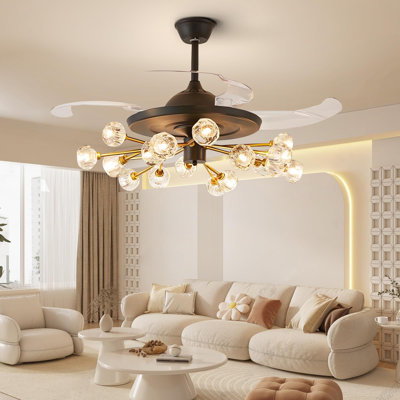 Crystal Sputnik Ceiling Fan with 18 Lights and Remote