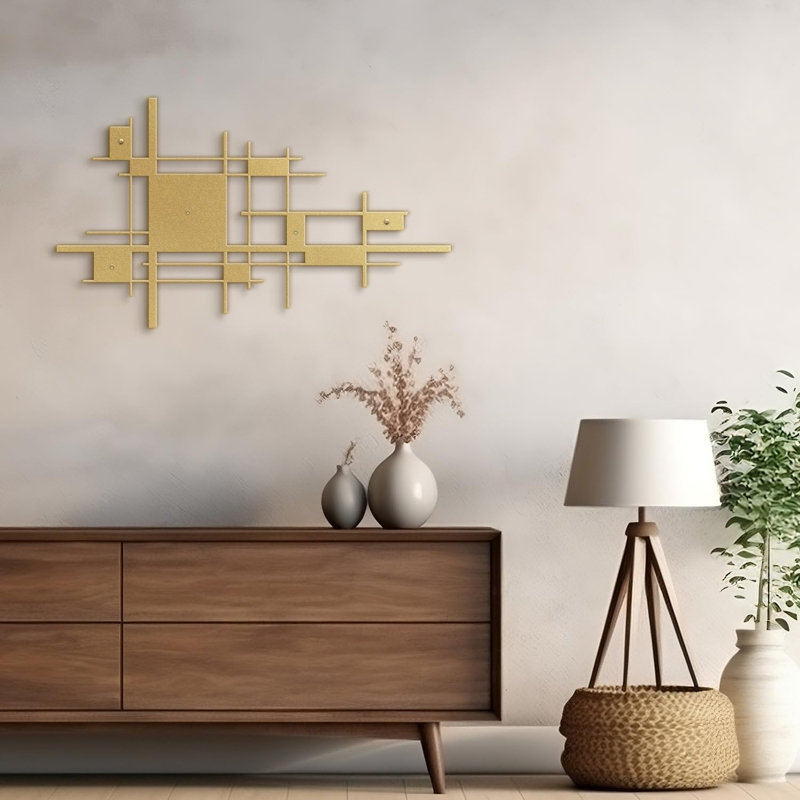 Décoration murale en métal, H 12 po x l 24 po x P 0,05 po, Or