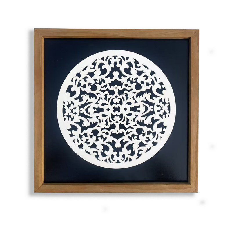 Art mural mandala 3D noir et blanc