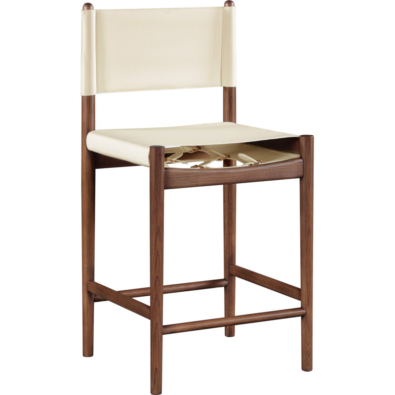Tabouret de bar Rawlins, Cuir crème végétalien, Noir