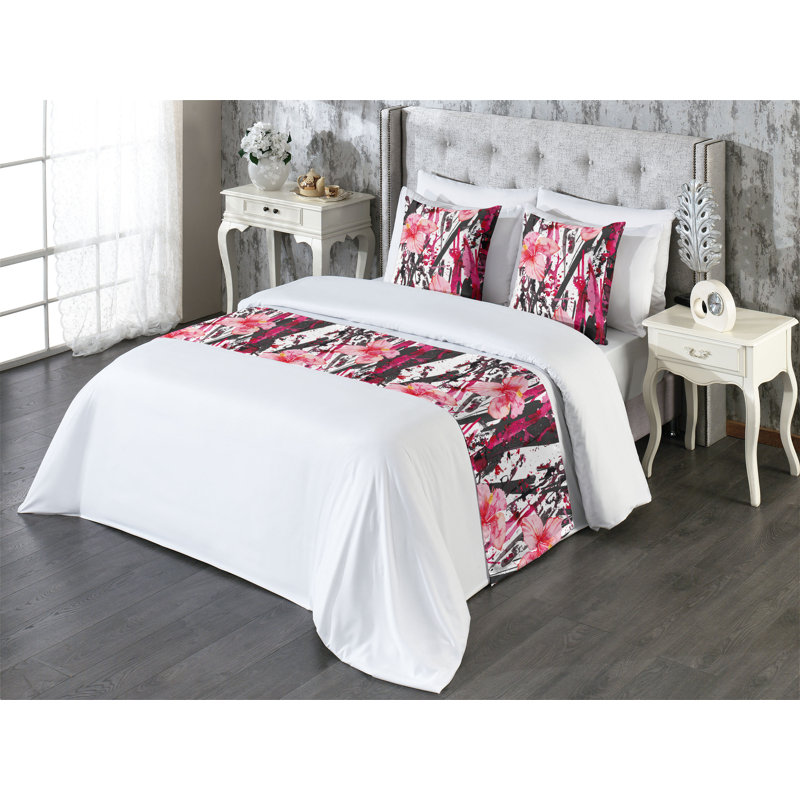 Ensemble de chemin de lit Ambesonne Hibiscus, Grand lit