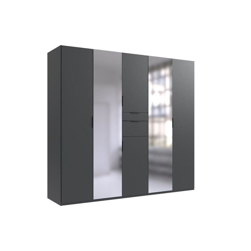 Raelen 6 Door Manufactured Wood Wardrobe, Black