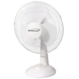 Brentwood® Kool Zone 12" 3-Speed 32-Watt Oscillating Desk Fan, White