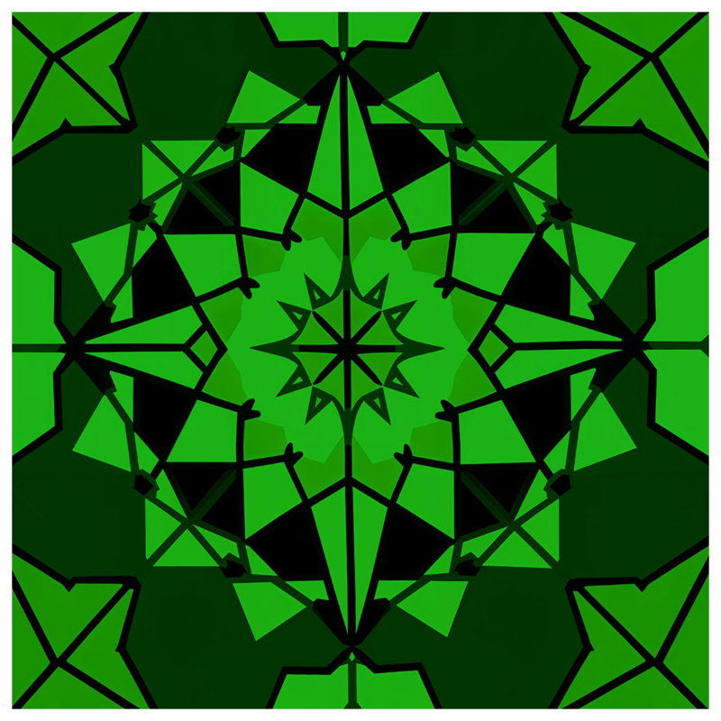 Édredon vert kaléidoscope géométrique, Très grand lit