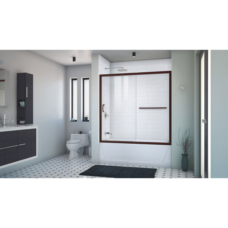 DreamLine Infinity-Z porte de baignoire coulissante demi-cadre l 56-60 po x H 58 po, verre transparent huilé