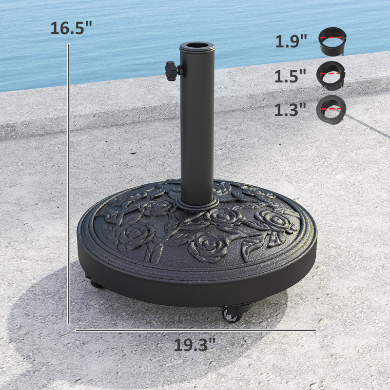 base for curved patio umbrella Outsunny Outdoor & Poolside Umbrellas Built from powder Black Resin Half-Round Patio Umbrella