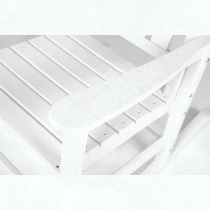 Oversized Outdoor Rocking Chair with Wood-Texture – All-Weather Resistant, White, White