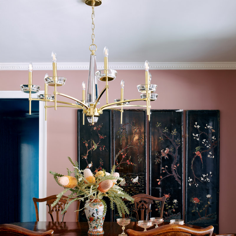 Cristallo 8 - Light Chandelier, Modern Brass, Ascot Cream