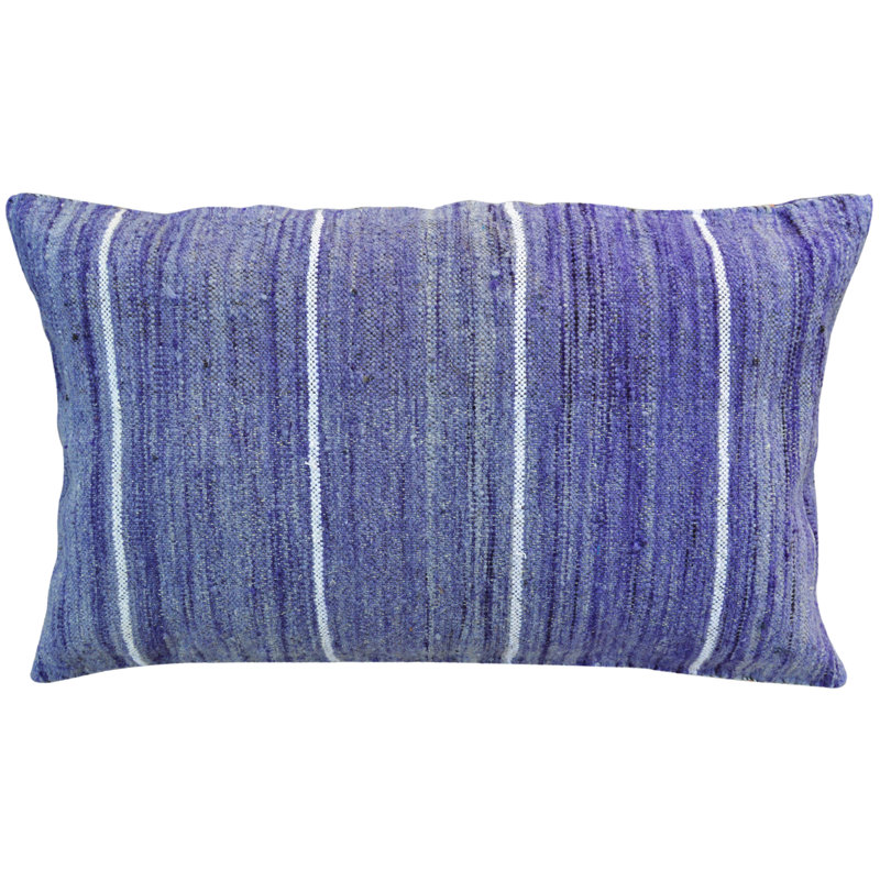 Striped Lumbar Pillow Cover & Insert, 17" H x 30" W, Polyester/Eco-Fill, Purple/Red