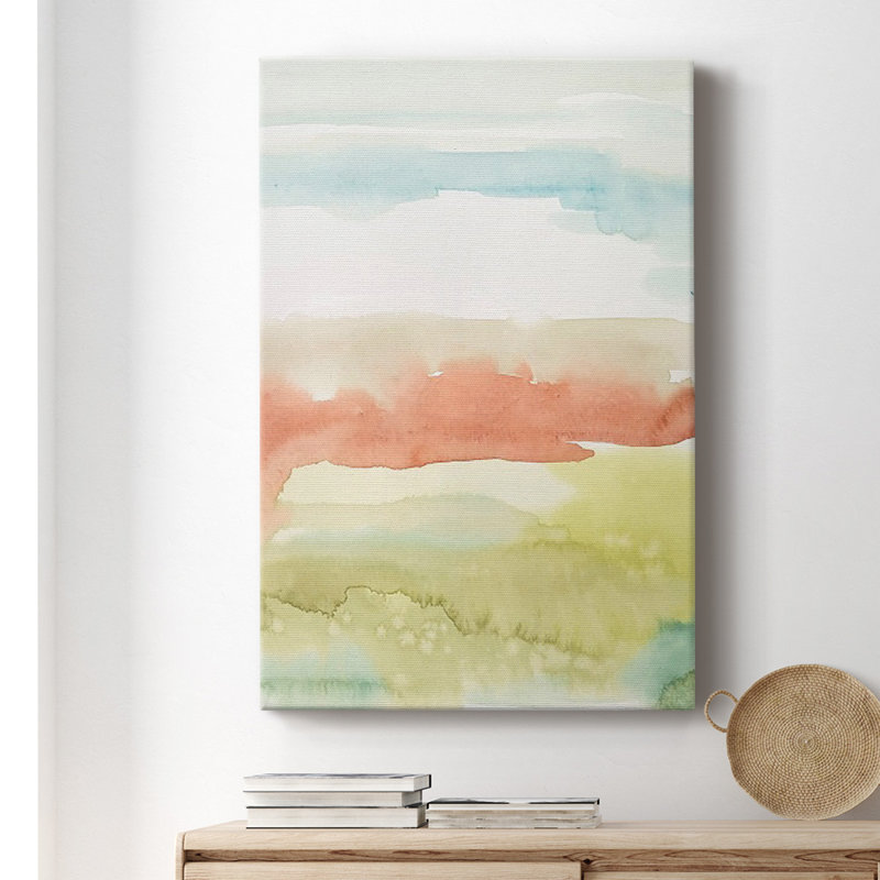 Toile tendue avec châssis de qualité supérieure Blush Sunrise II - prête à être accrochée, H 18 po x l 12 po x P 1 po