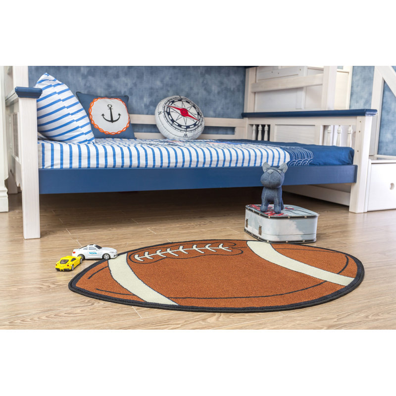 Furnish My Place 715 Football Shape Kids Play Area Rug for Playroom | Bathroom & Kindergarten Classroom | Football Shaped Rug |Contemporary |Multicolor 