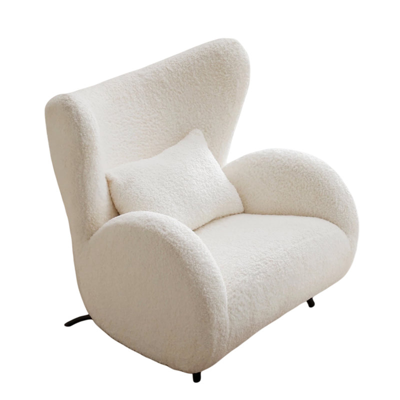 Oversized Teddy Upholstered Armchair with Pillow for Living Room Bedroom, No