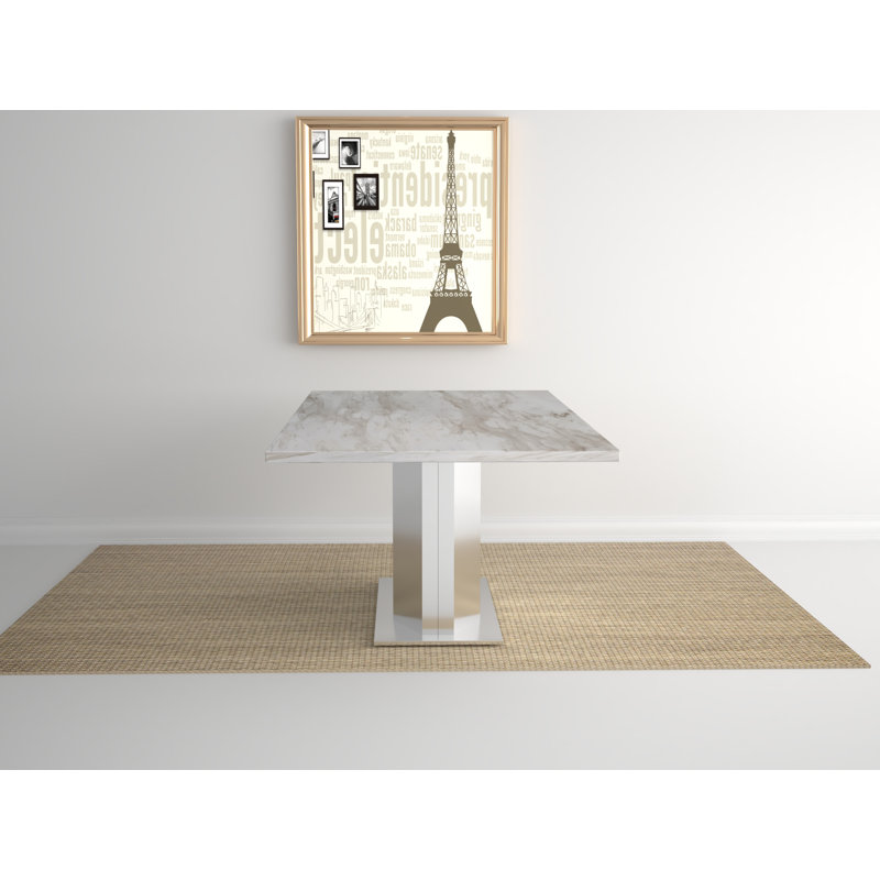79" Marble Dining Table with Stainless Steel Base