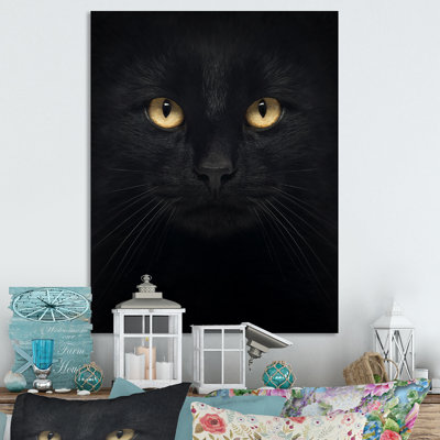 Portrait de chat noir et blanc - Peinture