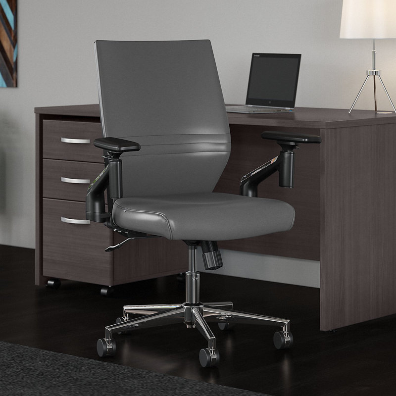 Chaise de travail en cuir Jamestown, Gris foncé