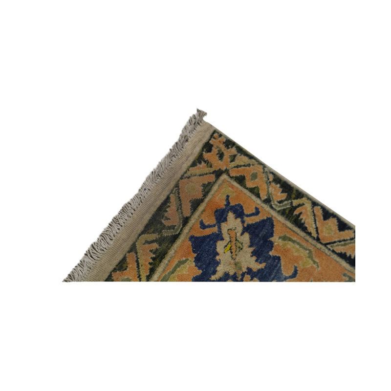 Tapis beige et bleu noué à la main de haute qualité