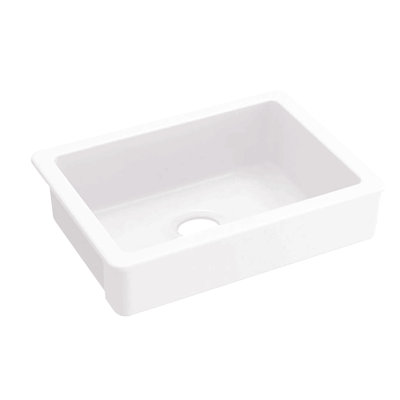 30"L X 19" W Farmhouse/Apron Front White Ceramic Kitchen Sink