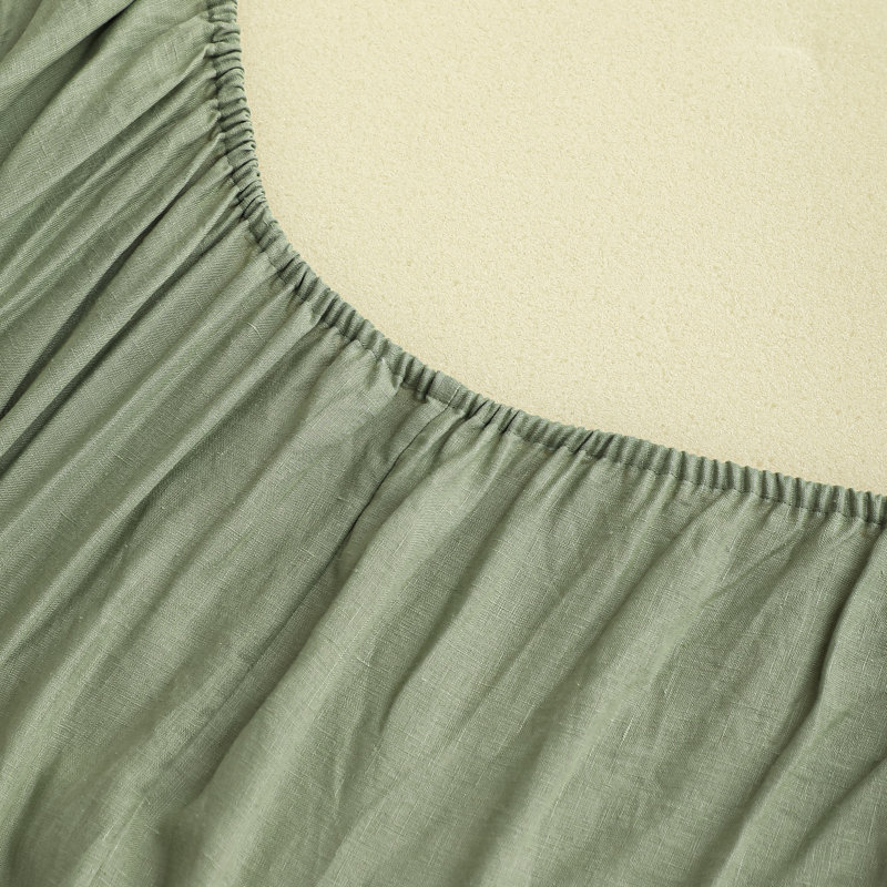 Linen Fitted Sheet, Full Fitted Sheet, Sage Green