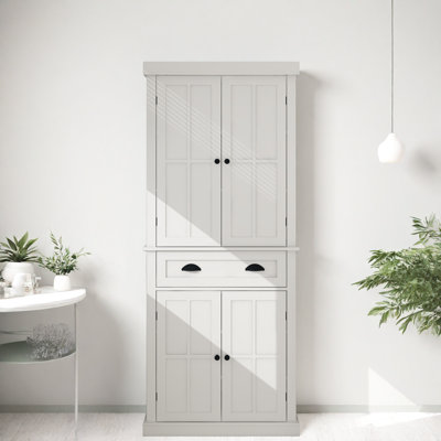 71" Modern Two-Tone Pantry Cabinet – Slim Storage with Vintage Flair
