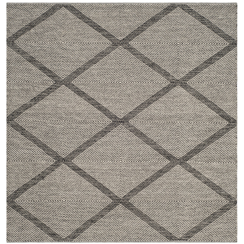 Abberton Hand Woven Cotton Geometric Rug, Square 4'