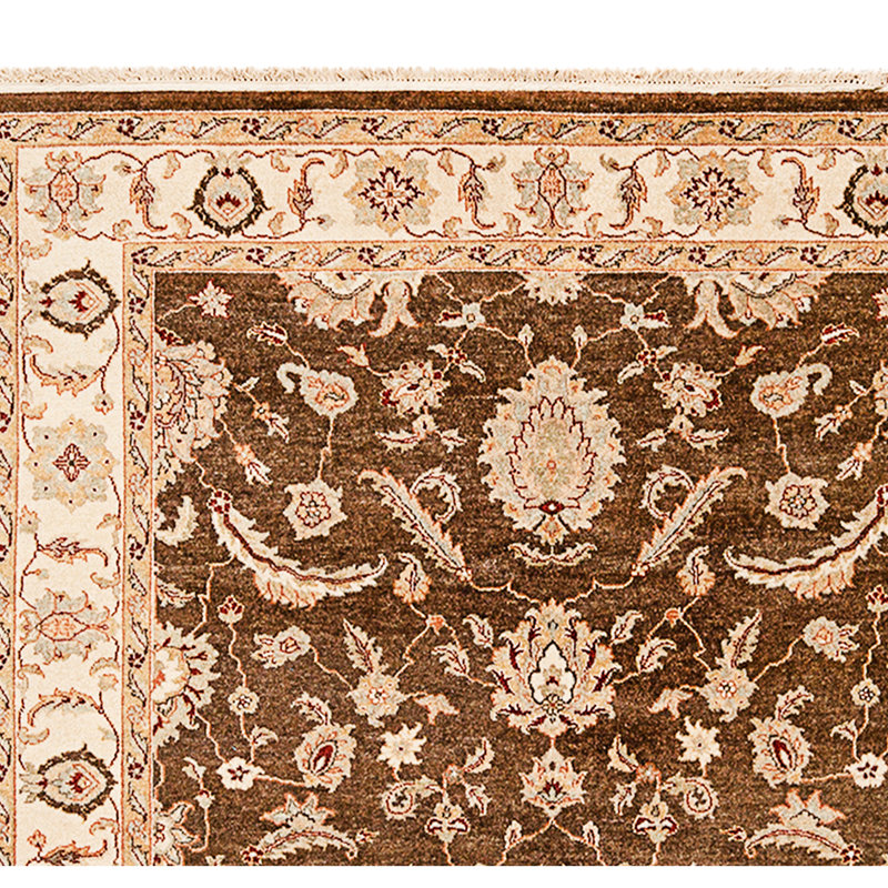High-Quality Hand-Knotted Brown And Beige Area Rug