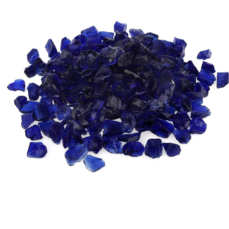 Verre de foyer recyclé 10 lb, Bleu