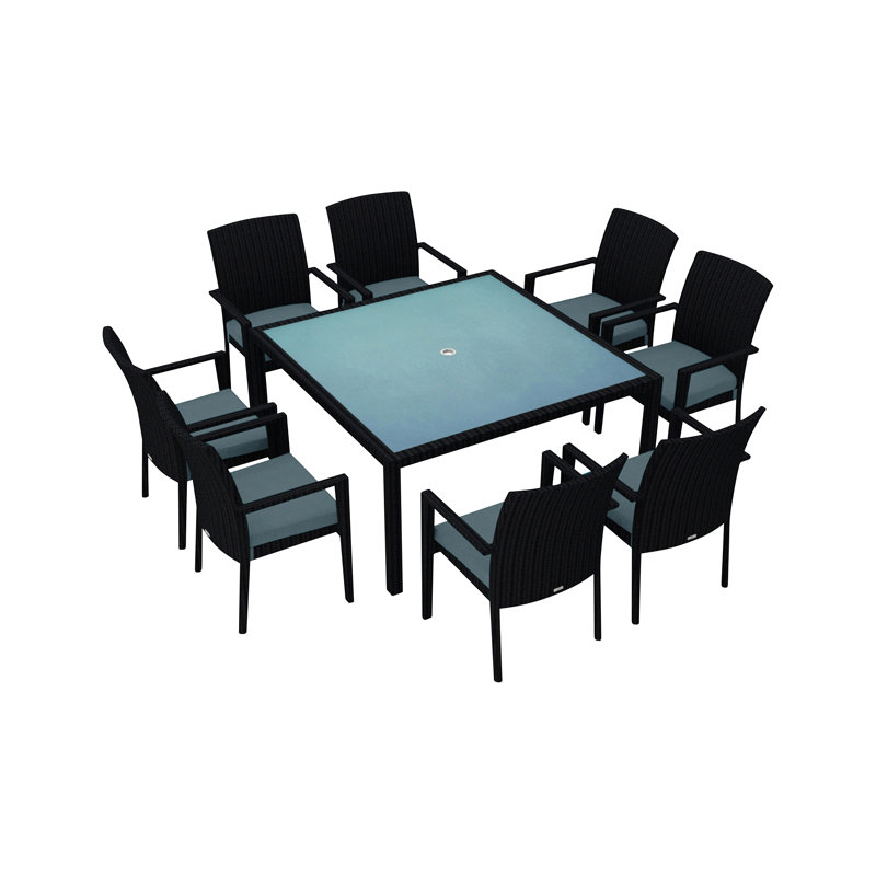 Urbana Outdoor 9 - Piece Dining Set, Cast Lagoon Sunbrella® Plainweave