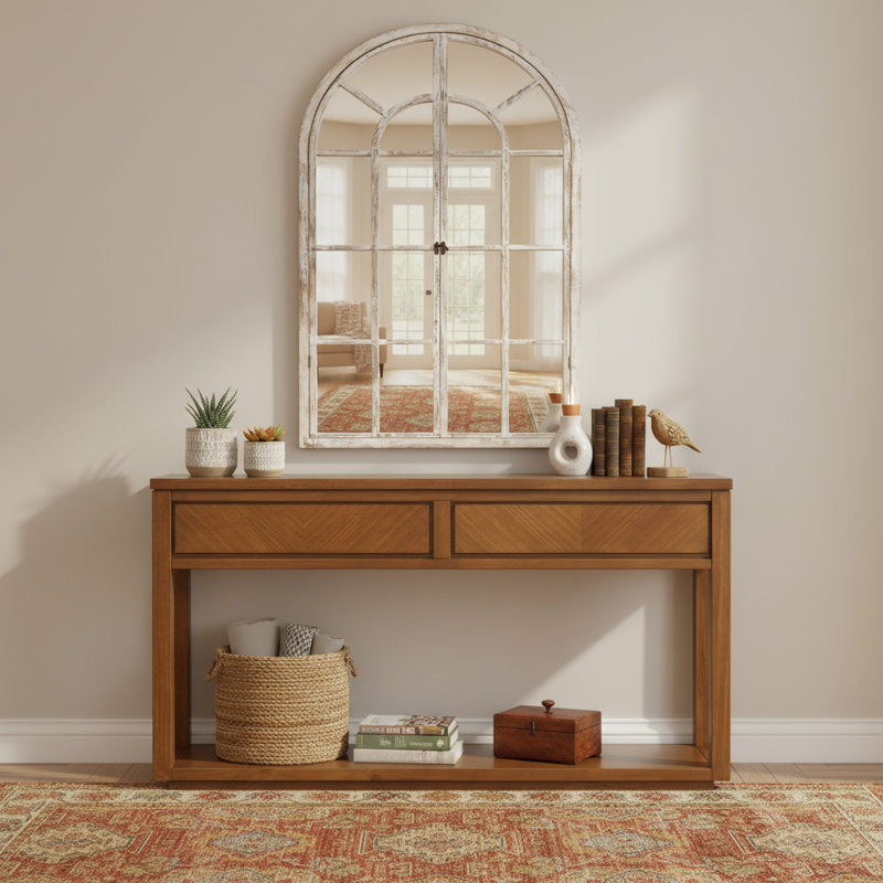 Console de 32 po et ensemble de miroirs en bois de 36 po pour table d'appoint, Noyer