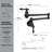 Matte black wall-mounted cooktop faucet with solid brass double-shut-off valves, a 23-inch extended folding swivel arm, and high-flow capacity—ideal for large soup pots, pasta, soups, and seafood stews.