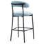 Tabouret de bar 26 po à hauteur de comptoir avec housse en tissu pour îlot de cuisine avec base thermolaquée noire et repose-pieds (Bleu)