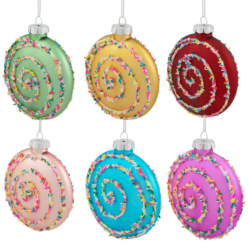 Christmas Cookie Glass Ornaments - 3.75" - Multi-Color - 6Ct