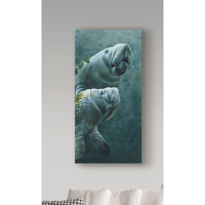 'Manatees' Acrylic Painting Print on Wrapped Canvas