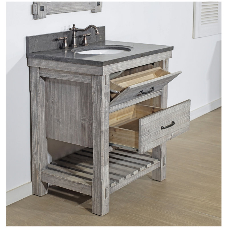 Zakrzewski 31'' Single Bathroom Vanity with Stone Top, Limestone