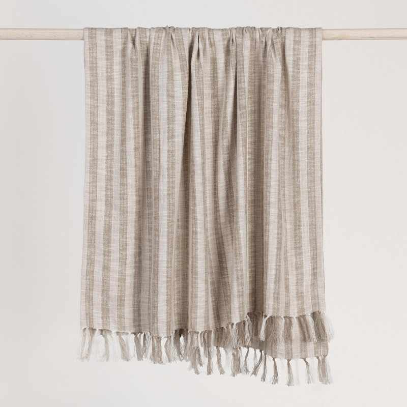 Linna 100% Cotton Ivory/Natural 50"X70" Throw Blanket