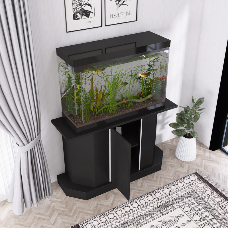 Support pour aquarium robuste 55-75 gallons - noir, ports électriques et rangement