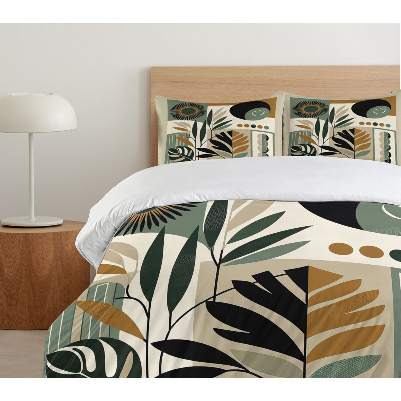 Monstera Duvet Cover, California King Duvet Cover + 2 Standard Shams