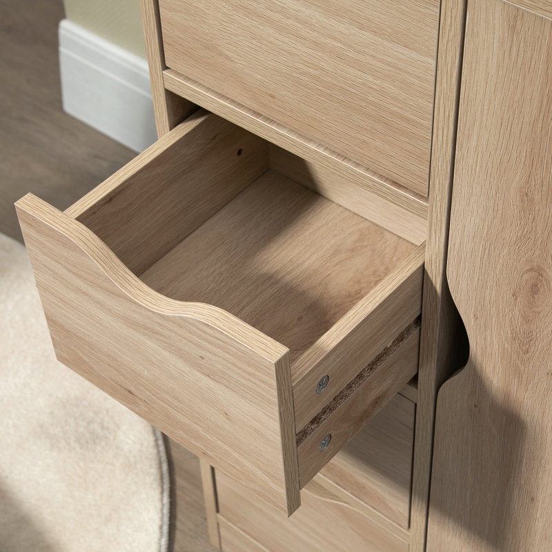 Armoire de salle de bain autoportante en chêne de - 4 tiroirs et porte pour un rangement moderne et élégant