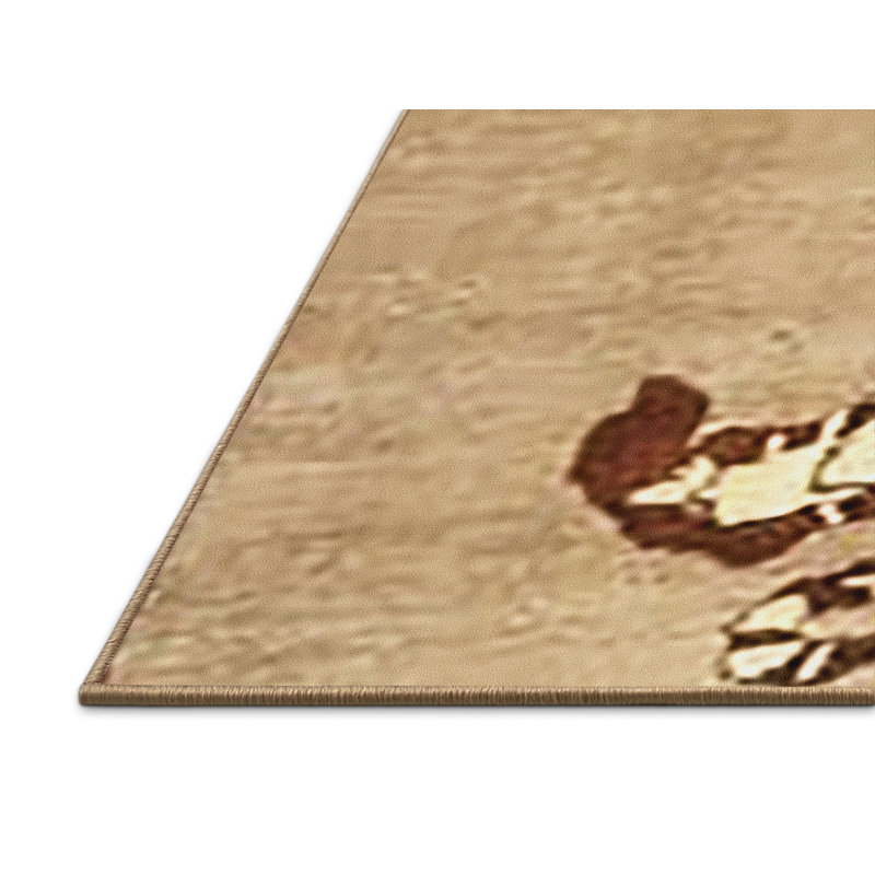 Tapis jaune/brun traditionnel 4834, Rectangle 5 pi x 7 pi