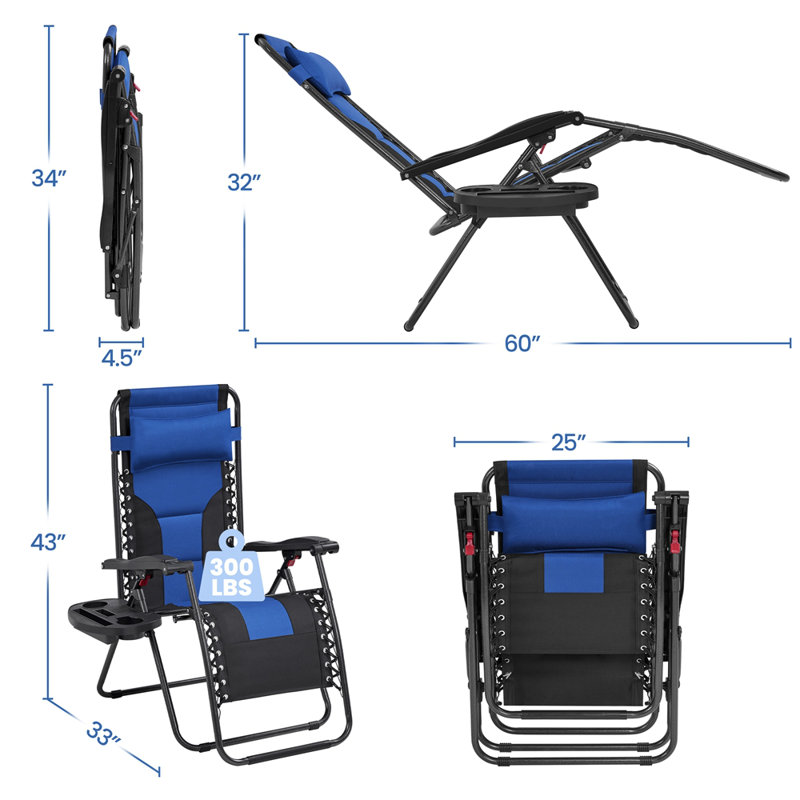 Huntleigh Steel Outdoor Lounge Chair, Navy Blue/Black